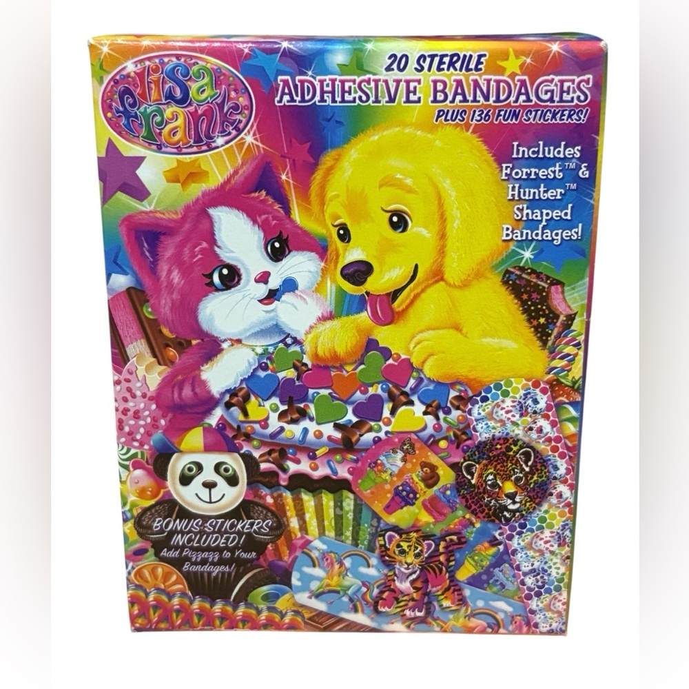 Vintage Lisa Frank 20 Adhesive Bandages with Stickers